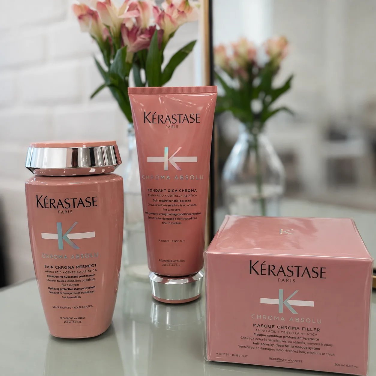 Productos Kérastase Chroma Absolu disponibles en Blend Hair Boutique, Plantation FL